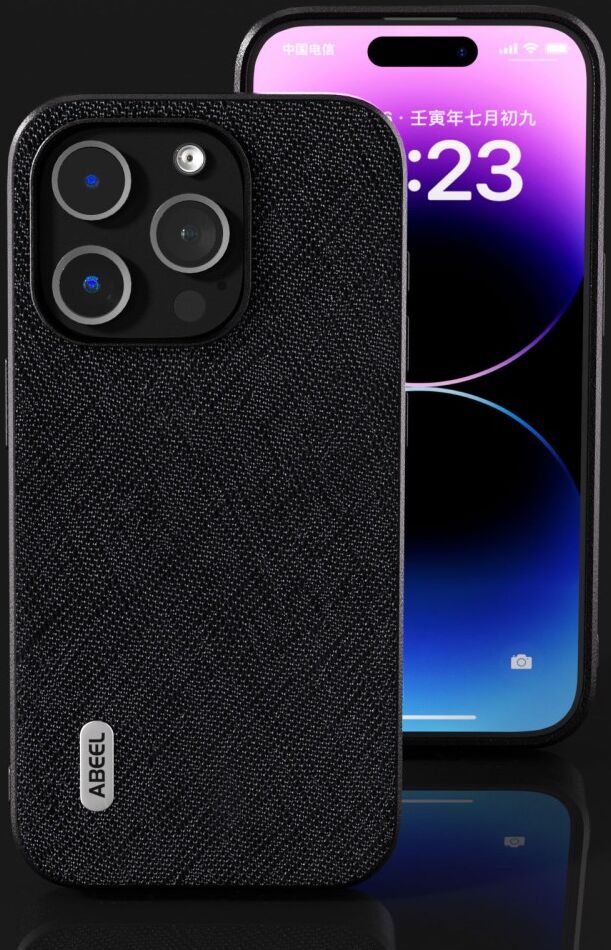 ABEEL Cross Apple iPhone 15 Pro Hoesje Leer Back Cover Zwart afbeelding 4