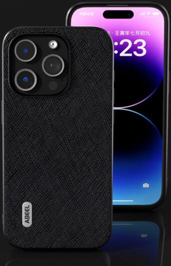 ABEEL Cross Apple iPhone 15 Pro Hoesje Leer Back Cover Zwart afbeelding 4