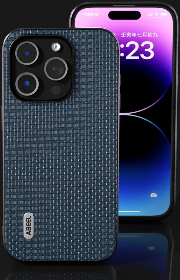 ABEEL Frosted Apple iPhone 15 Pro Hoesje Leer Back Cover Blauw afbeelding 4