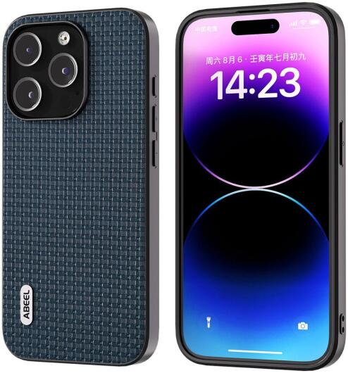 ABEEL Frosted Apple iPhone 15 Pro Hoesje Leer Back Cover Blauw afbeelding 1