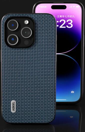 ABEEL Frosted Apple iPhone 15 Pro Hoesje Leer Back Cover Blauw afbeelding 4