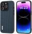 ABEEL Frosted Apple iPhone 15 Pro Hoesje Leer Back Cover Blauw afbeelding 1