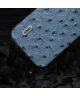 ABEEL Ostrich Apple iPhone 15 Hoesje Leer Back Cover Blauw