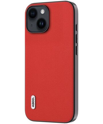 ABEEL Litchi Apple iPhone 15 Hoesje Leer Back Cover Rood Hoesjes