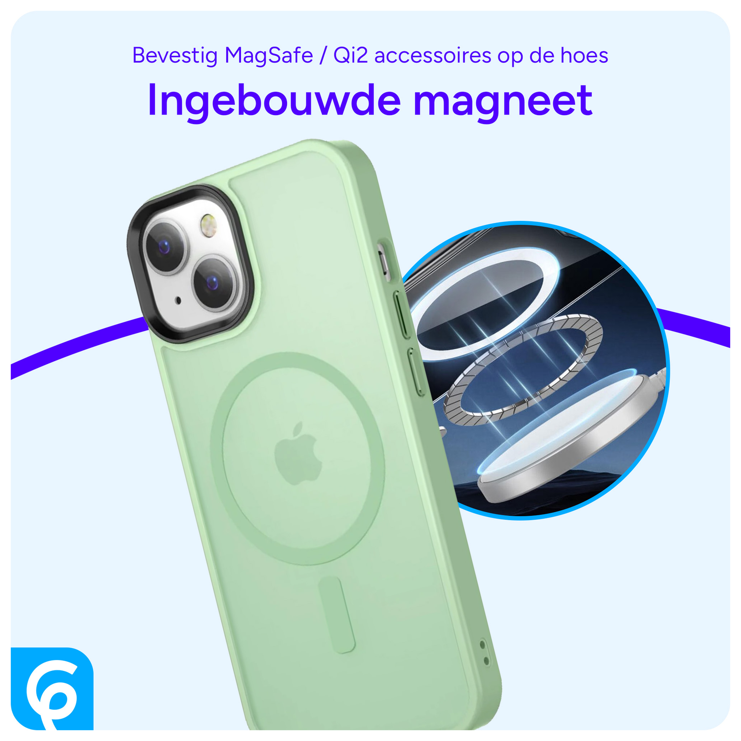 Apple iPhone 15 Hoesje met MagSafe Back Cover Matte Groen afbeelding 2