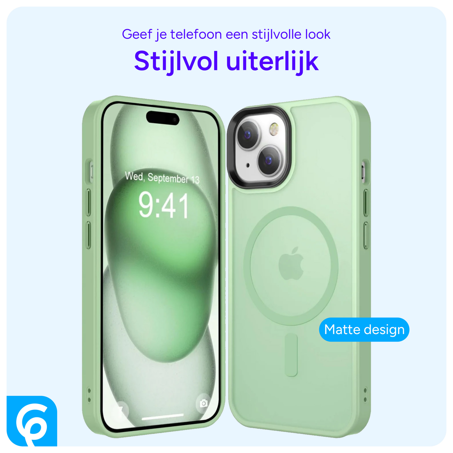 Apple iPhone 15 Hoesje met MagSafe Back Cover Matte Groen afbeelding 5
