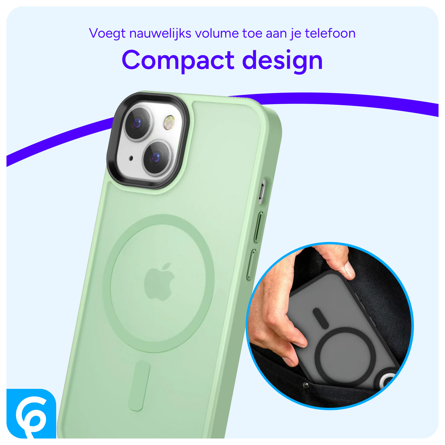 Apple iPhone 15 Hoesje met MagSafe Back Cover Matte Groen afbeelding 6