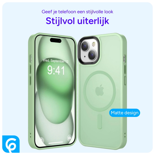 Apple iPhone 15 Hoesje met MagSafe Back Cover Matte Groen afbeelding 5