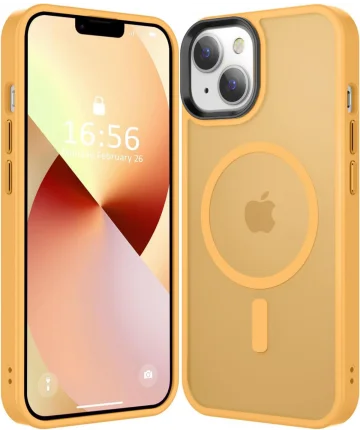 Apple iPhone 15 Hoesje met MagSafe Back Cover Matte Oranje Hoesjes