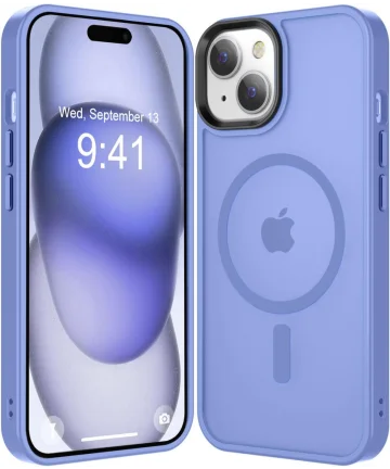 Apple iPhone 15 Hoesje met MagSafe Back Cover Matte Blauw Hoesjes