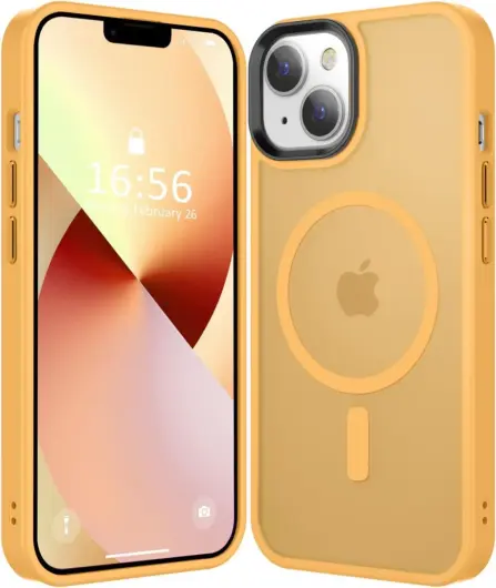 Apple iPhone 15 Plus Hoesje met MagSafe Back Cover Matte Oranje afbeelding 1