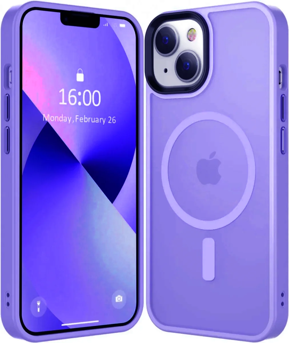 Apple iPhone 15 Plus Hoesje met MagSafe Back Cover Matte Lila afbeelding 1