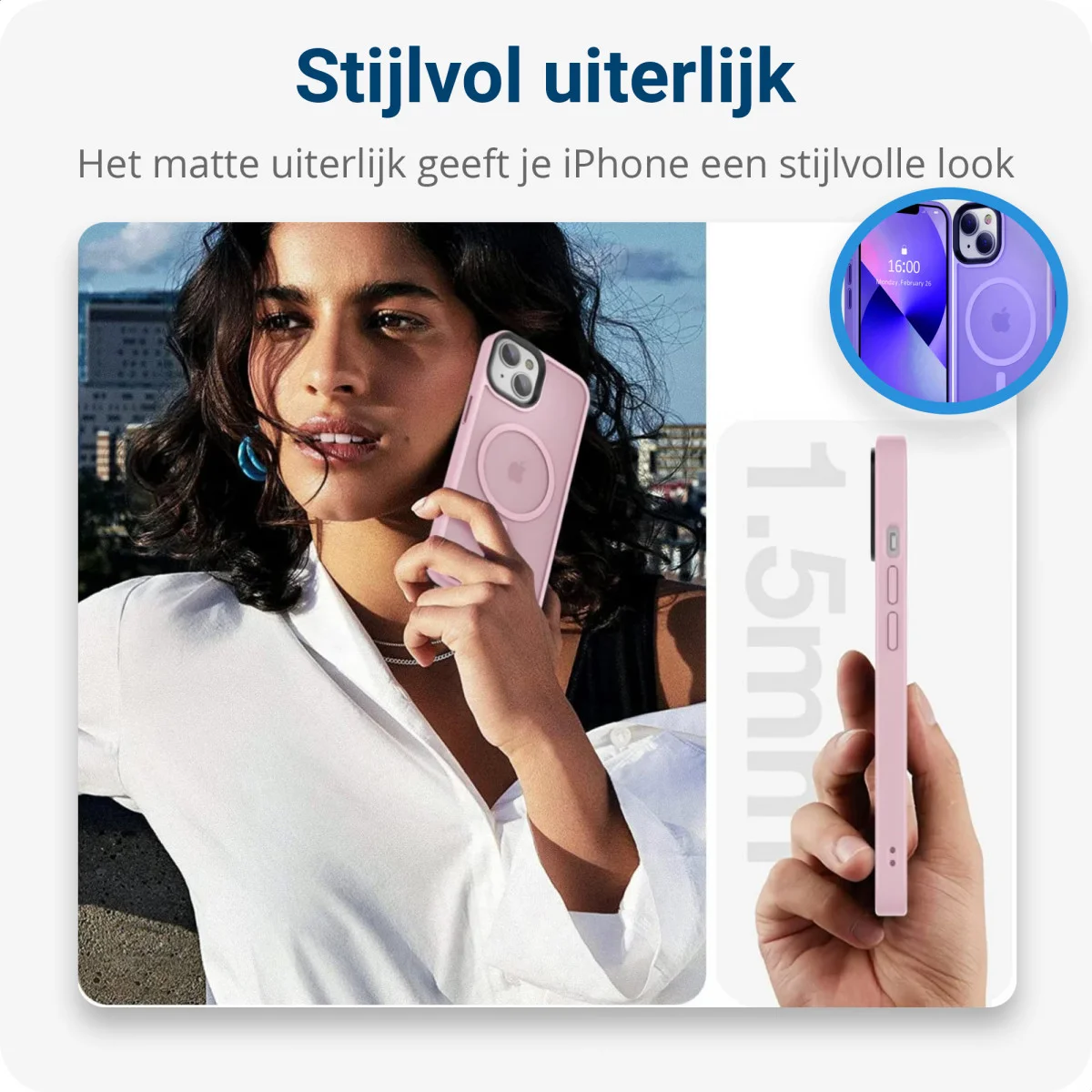 Apple iPhone 15 Plus Hoesje met MagSafe Back Cover Matte Lila afbeelding 4
