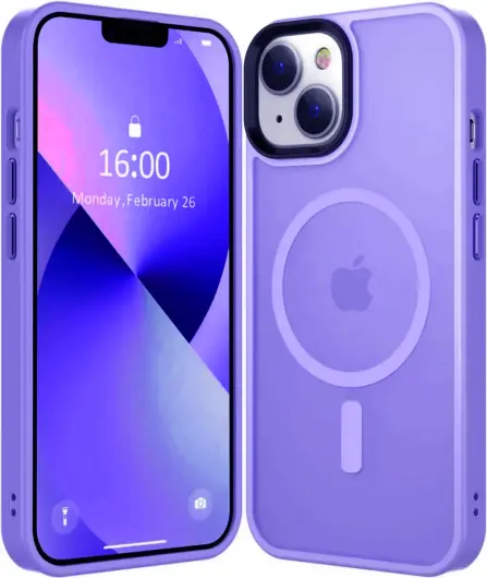 Apple iPhone 15 Plus Hoesje met MagSafe Back Cover Matte Lila afbeelding 1
