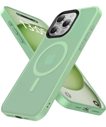 Apple iPhone 15 Pro Hoesje met MagSafe Back Cover Matte Groen Hoesjes