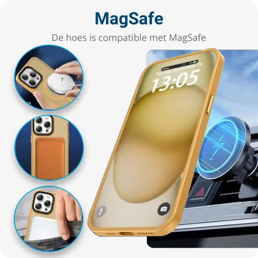 iPhone 15 Pro Max Hoesje met MagSafe Back Cover Matte Oranje afbeelding 5