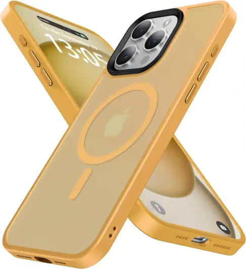 iPhone 15 Pro Max Hoesje met MagSafe Back Cover Matte Oranje afbeelding 1