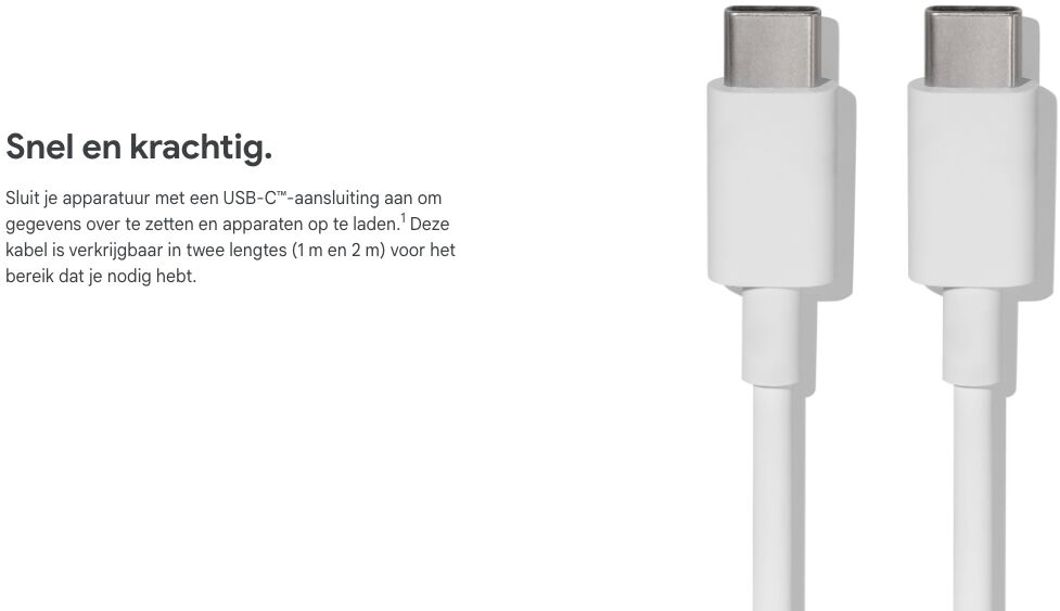 Originele Google USB-C naar USB-C Kabel 1 Meter 3A Wit afbeelding 3