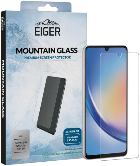 Eiger Samsung Galaxy A34 Screen Protector Tempered Glass Case Friendly afbeelding 1
