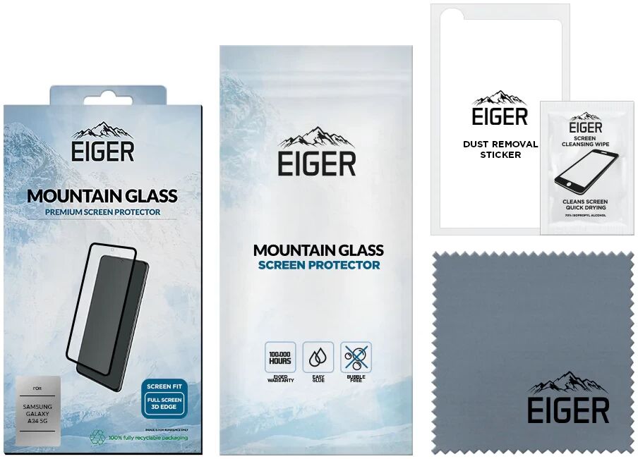 Eiger Samsung Galaxy A34 Screen Protector 3D Tempered Glass afbeelding 5