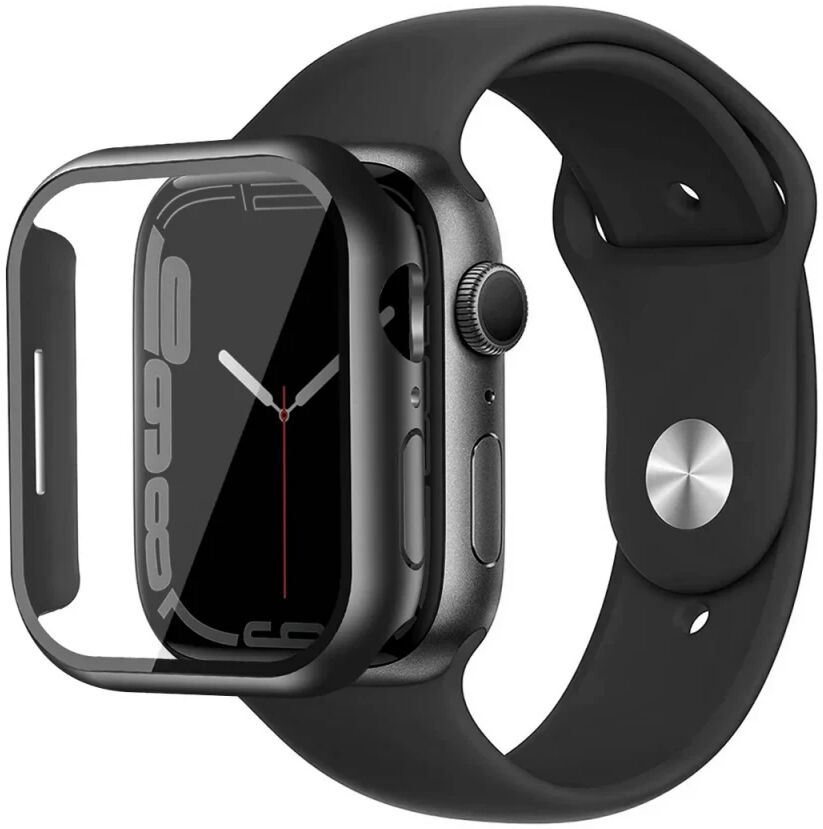 Eiger Mountain Glass Full Case - Apple Watch 7/8/9 41MM Hoesje - Zwart afbeelding 2