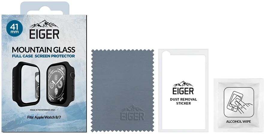 Eiger Mountain Glass Full Case - Apple Watch 7/8/9 41MM Hoesje - Zwart afbeelding 4