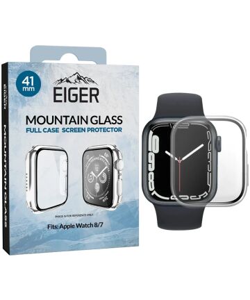 Eiger Mountain Glass Full Case - Apple Watch 7/8/9 41MM Hoesje - Transparant Cases