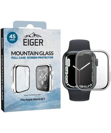 Eiger Mountain Glass Full Case - Apple Watch 7/8/9 45MM Hoesje - Transparant Cases
