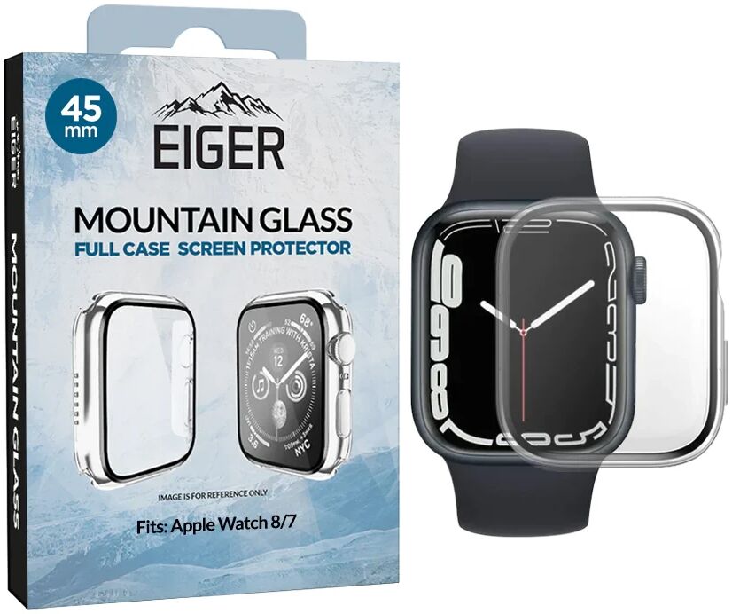 Eiger Mountain Glass Full Case - Apple Watch 7/8/9 45MM Hoesje - Transparant afbeelding 1