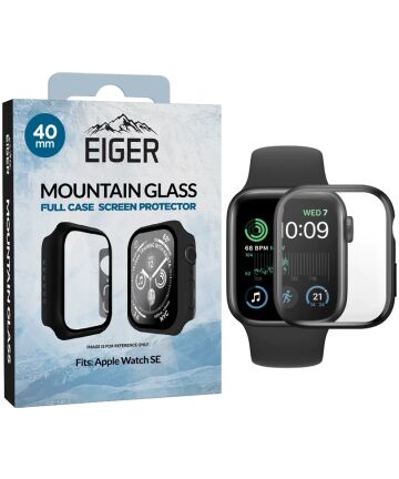 Eiger Mountain Glass Full Case - Apple Watch SE 40MM Hoesje - Zwart Cases