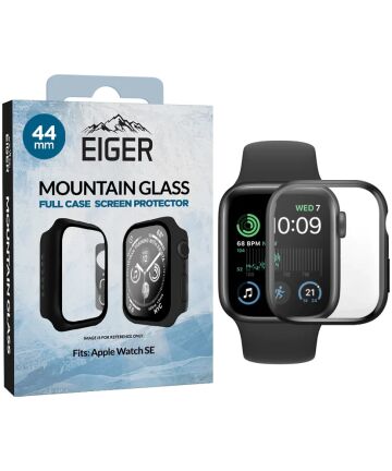 Eiger Mountain Glass Full Case - Apple Watch SE 44MM Hoesje - Zwart Cases