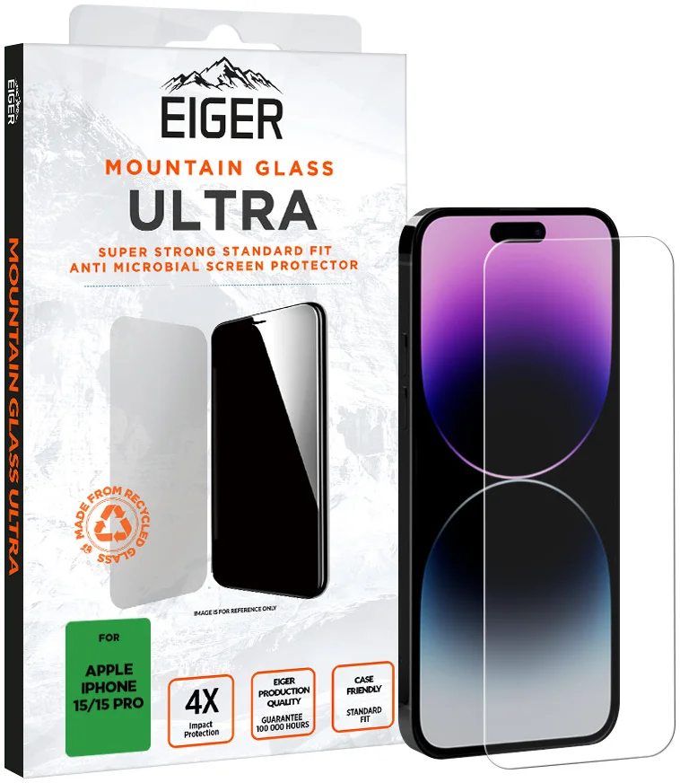 Eiger Mountain Glass ULTRA Apple iPhone 15 / 15 Pro Tempered Glass afbeelding 1