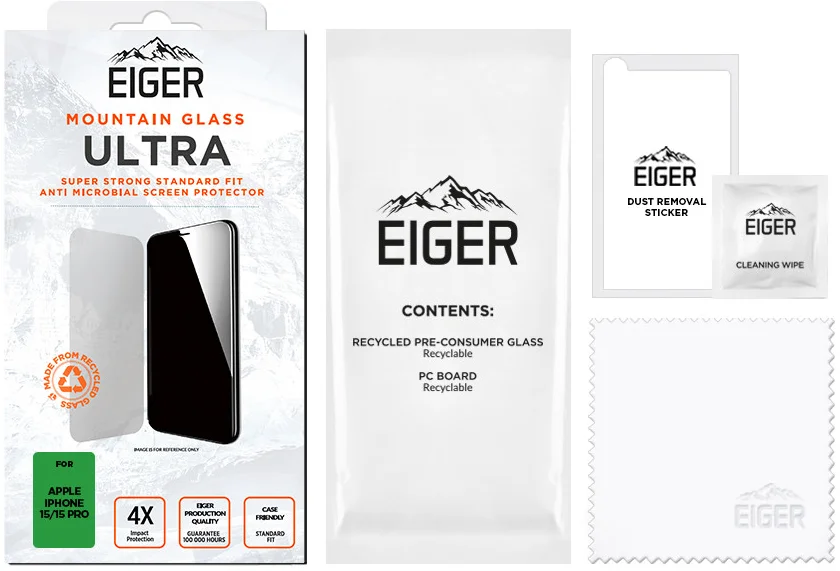 Eiger Mountain Glass ULTRA Apple iPhone 15 / 15 Pro Tempered Glass afbeelding 4