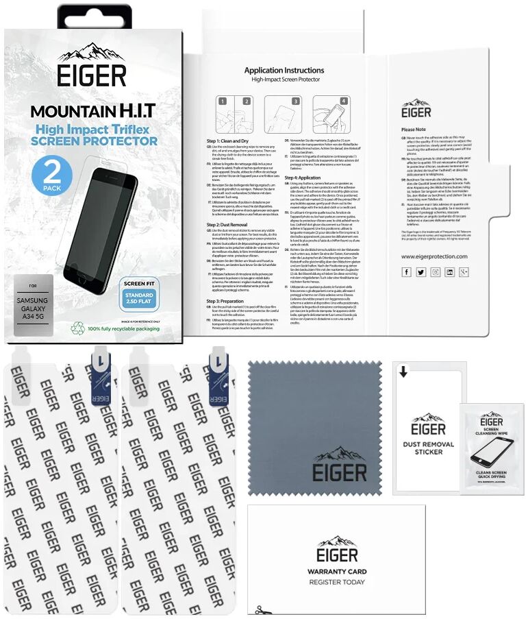 Eiger Mountain H.I.T. Samsung Galaxy A34 Screen Protector Folie 2-Pack afbeelding 4
