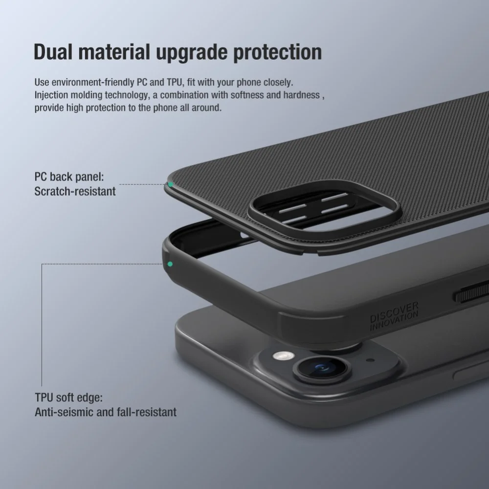 Nillkin Super Frosted Shield Apple iPhone 15 Hoesje Back Cover Zwart afbeelding 5