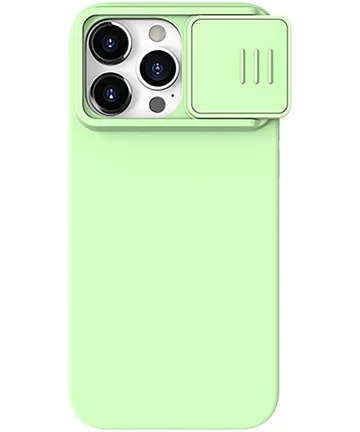 Nillkin CamShield Siliconen iPhone 15 Pro Hoesje Camera Slider Mint Hoesjes