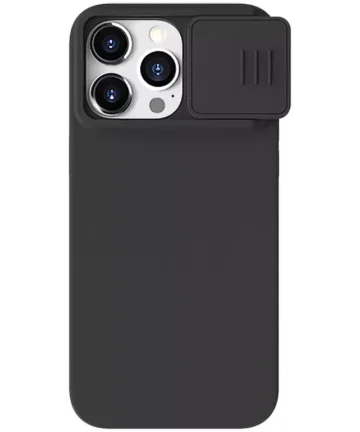 Nillkin CamShield Siliconen iPhone 15 Pro Max Hoesje met Slider Zwart Hoesjes