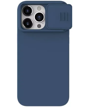 Nillkin CamShield Siliconen iPhone 15 Pro Max Hoesje met Slider Blue Hoesjes