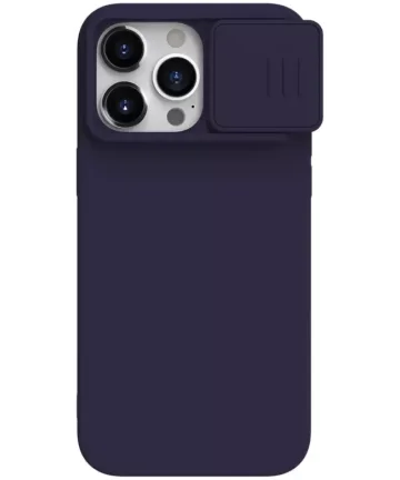 Nillkin CamShield Siliconen iPhone 15 Pro Max Hoesje met Slider Paars Hoesjes