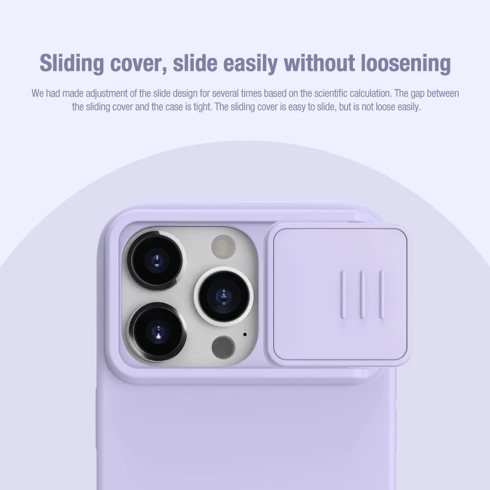 Nillkin CamShield Siliconen iPhone 15 Pro Max Hoesje met Slider Paars afbeelding 3