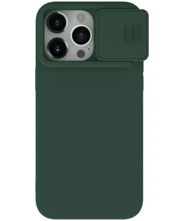 Nillkin CamShield Siliconen iPhone 15 Pro Max Hoesje met Slider Groen Hoesjes