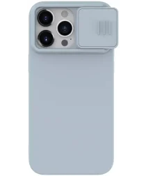 Nillkin CamShield Siliconen iPhone 15 Pro Max Hoesje met Slider Grijs