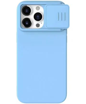 Nillkin CamShield Siliconen iPhone 15 Pro Max Hoesje met Slider Blauw Hoesjes