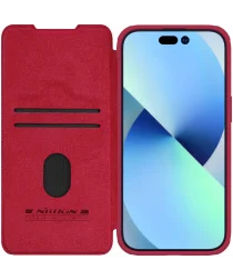 Nillkin Qin Pro Leather iPhone 15 Hoesje Book Case Camera Slider Rood