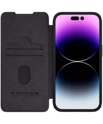 Nillkin Qin Pro iPhone 15 Pro Hoesje Book Case met Camera Slider Zwart