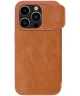 Nillkin Qin Pro iPhone 15 Pro Hoesje Book Case met Camera Slider Bruin