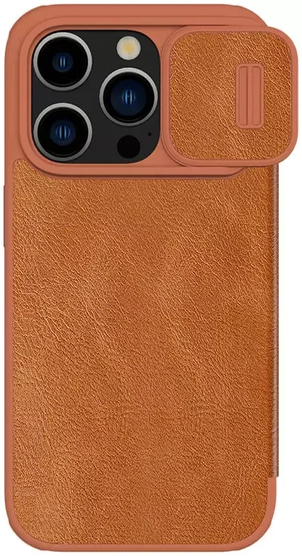 Nillkin Qin Pro iPhone 15 Pro Hoesje Book Case met Camera Slider Bruin afbeelding 2