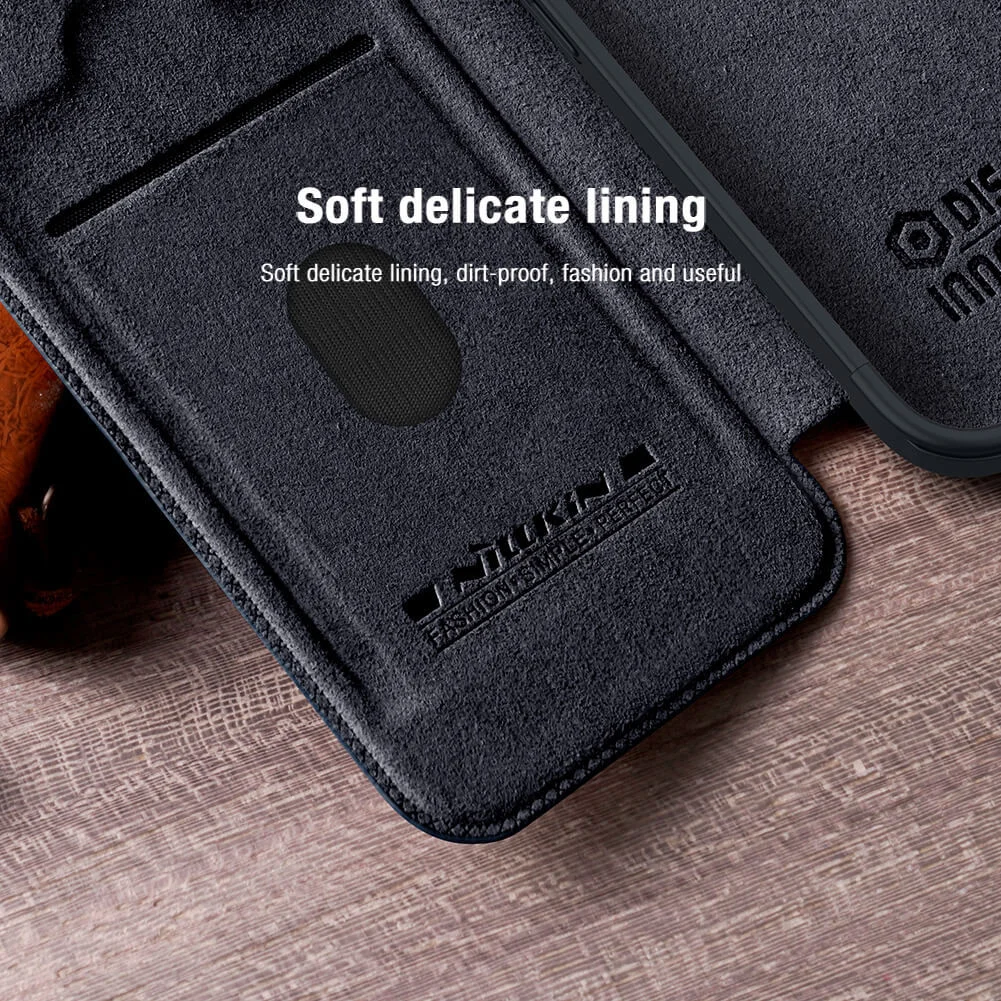 Nillkin Qin Pro iPhone 15 Pro Hoesje Book Case met Camera Slider Bruin afbeelding 7
