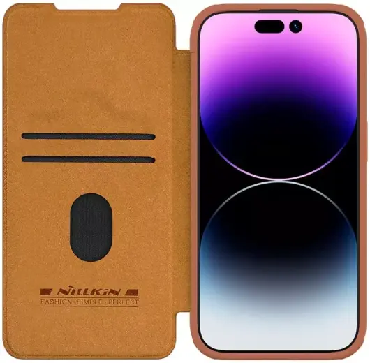 Nillkin Qin Pro iPhone 15 Pro Hoesje Book Case met Camera Slider Bruin afbeelding 1