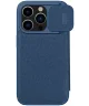 Nillkin Qin Cloth iPhone 15 Pro Hoesje Book Case Camera Slider Blauw